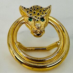 Vintage MALKA Paris Panther Scarf Clip Authentic French c.1970's Vintage Signed